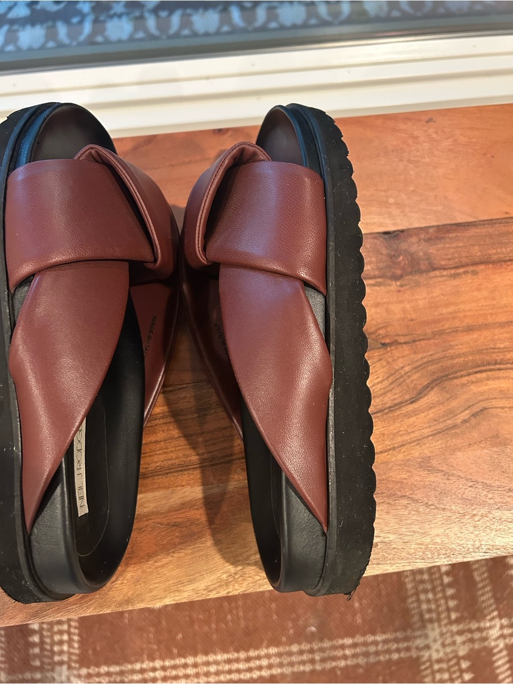Neil J Rodgers OBI SLIDE Italian Leather Brown Crossover Slide Mules - Picture 11 of 16